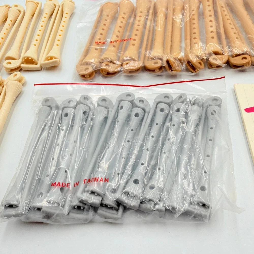 Vintage Toni Silkwave Hair Perm Rods End Papers Set Tan Gray Plastic MCM Beauty